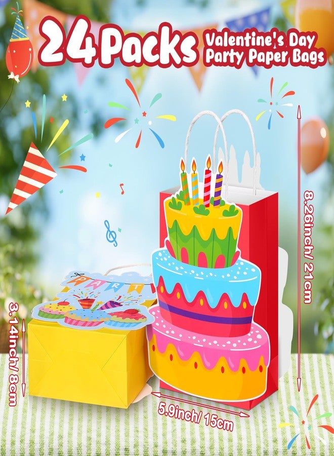 MotiMind 24 Pcs Birthday Gift Bags with Handles Paper Treat Goodie Party Bags Happy Birthday Decorations Party Supplies for Kids Adult - Image 3